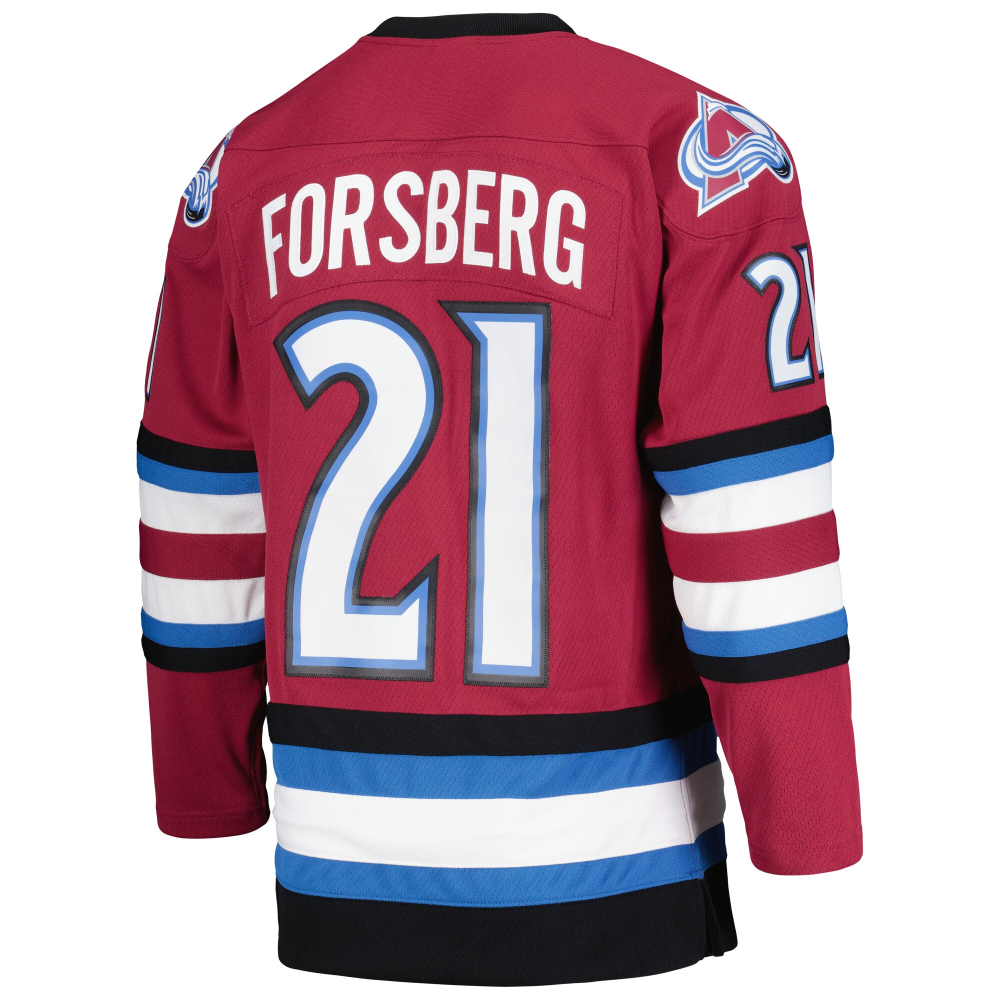 Peter Forsberg Colorado Avalanche Mitchell & Ness  2001\/02 Alternate Captain Blue Line Player Jersey - Maroon