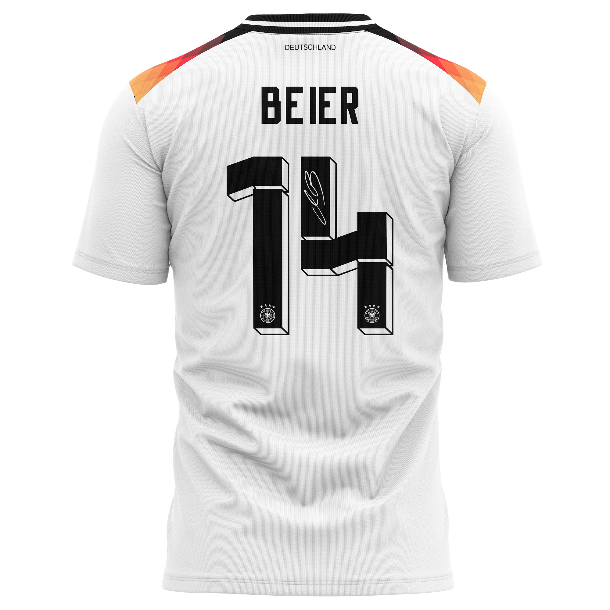 Maximilian Beier 14 Signed Germany National Team 2024 Home Kits AOP T-shirt Autographed- White