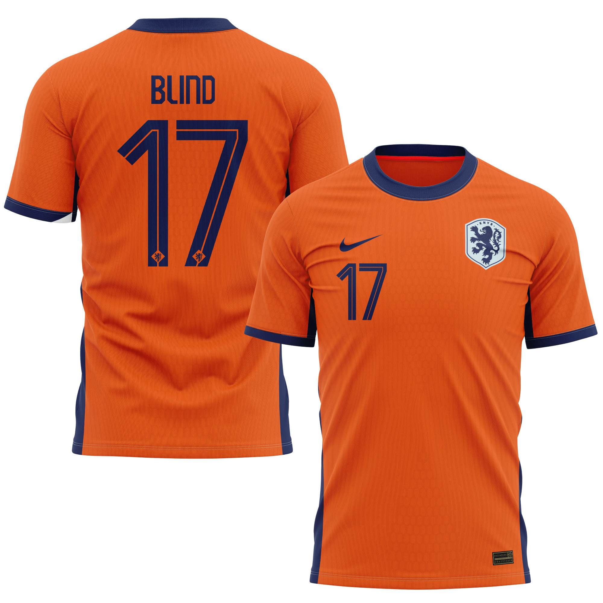 Daley Blind 17 Netherlands National Team 2024 Home Kits AOP T-shirt - Orange