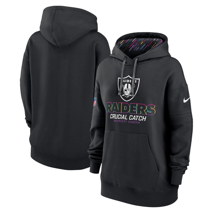 Las Vegas Raiders Women's 2024 Crucial Catch Club Pullover Hoodie - Black