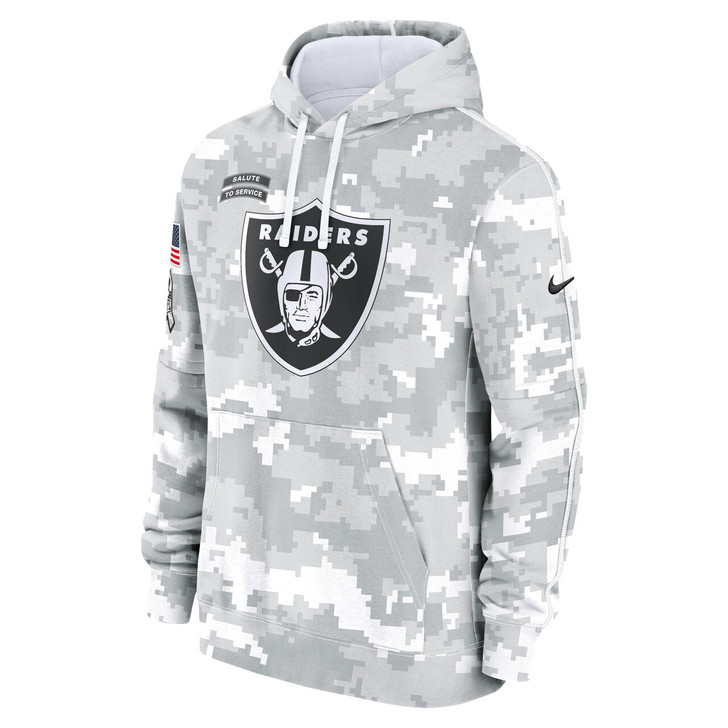 Las Vegas Raiders 2024 Salute to Service Club Fleece Pullover Hoodie - Arctic Camo