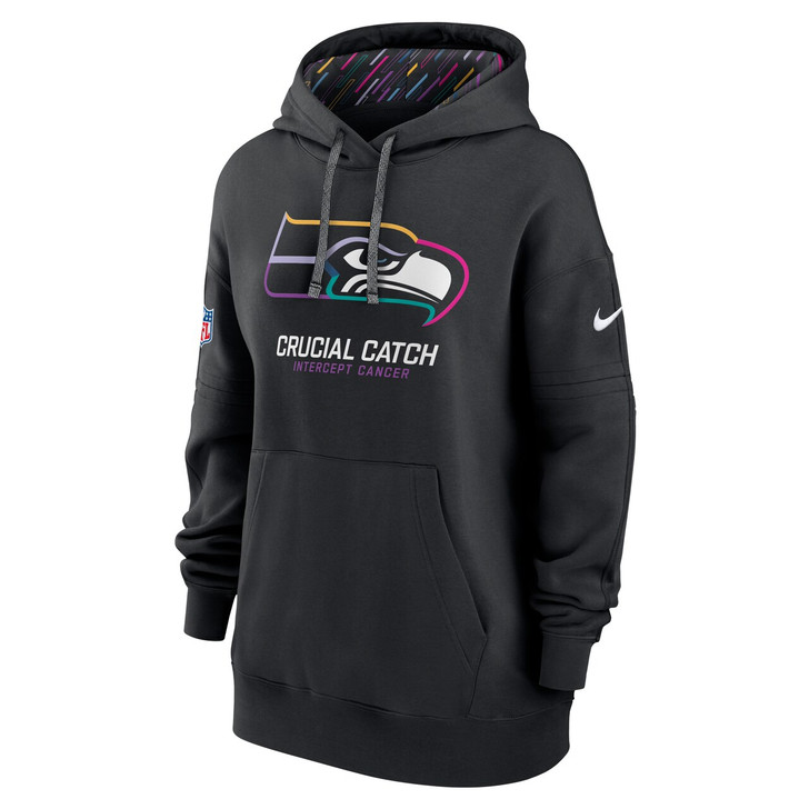 Seattle Seahawks Women's 2024 Crucial Catch Club Pullover Hoodie - Black