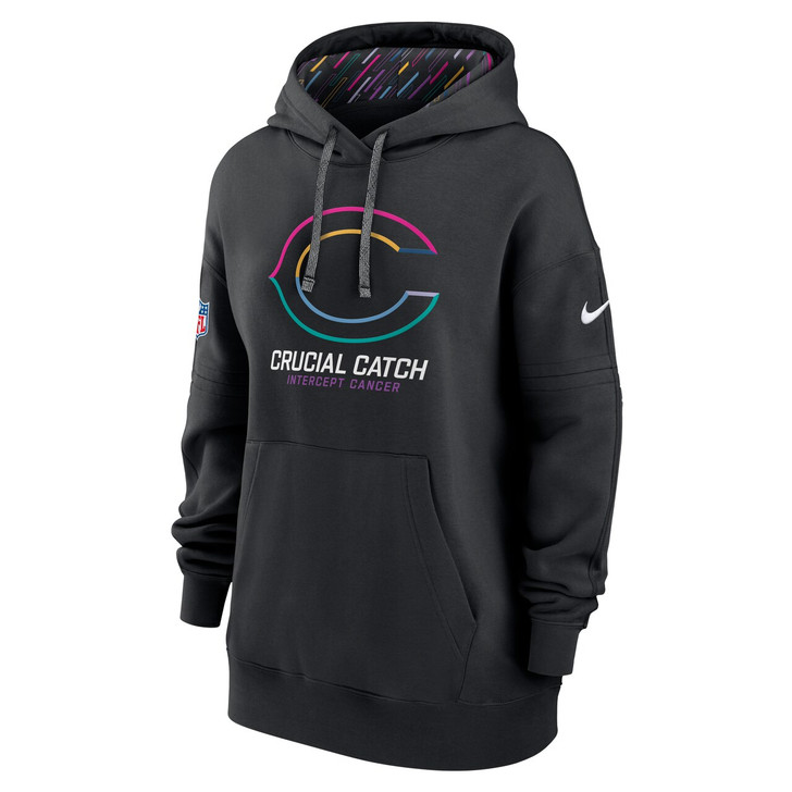 Chicago Bears Women's 2024 Crucial Catch Club Pullover Hoodie - Black