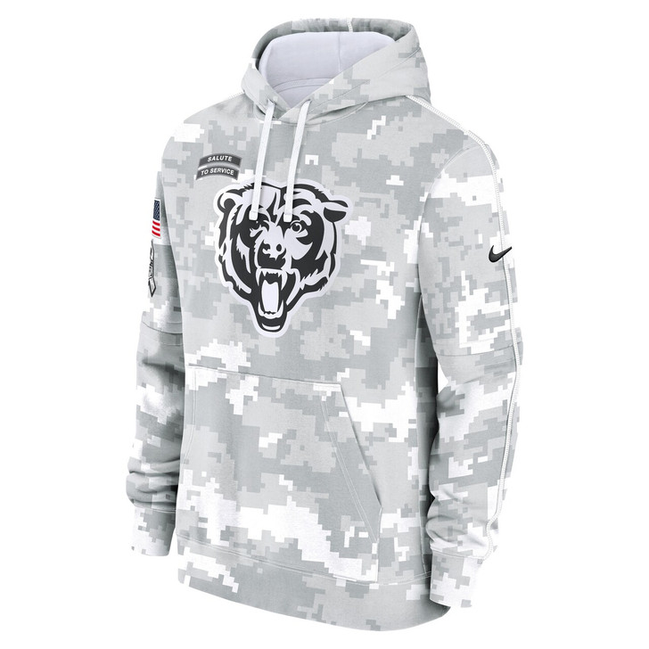 Chicago Bears 2024 Salute to Service Club Fleece Pullover Hoodie - Arctic Camo