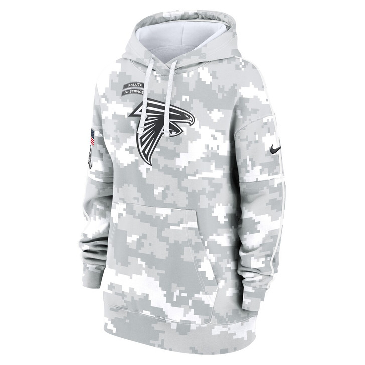 Atlanta Falcons Women's 2024 Salute To Service Club Fleece Pullover Hoodie - Arctic Camo