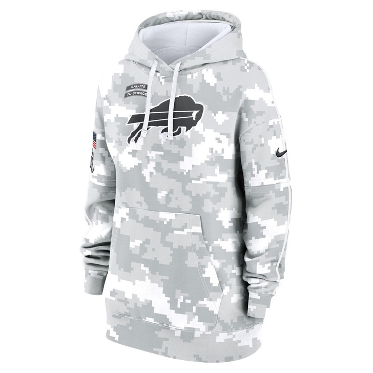 Buffalo Bills Women's 2024 Salute To Service Club Fleece Pullover Hoodie - Arctic Camo
