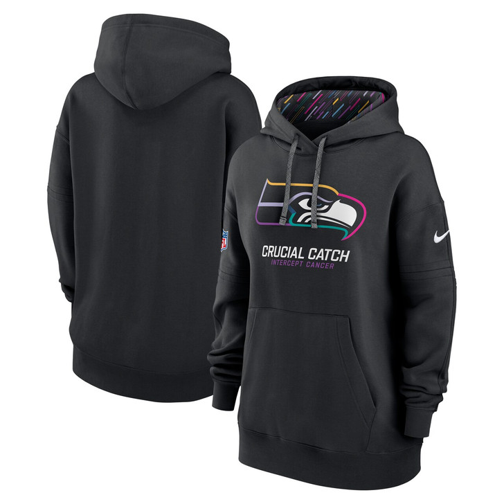 Seattle Seahawks Women's 2024 Crucial Catch Club Pullover Hoodie - Black