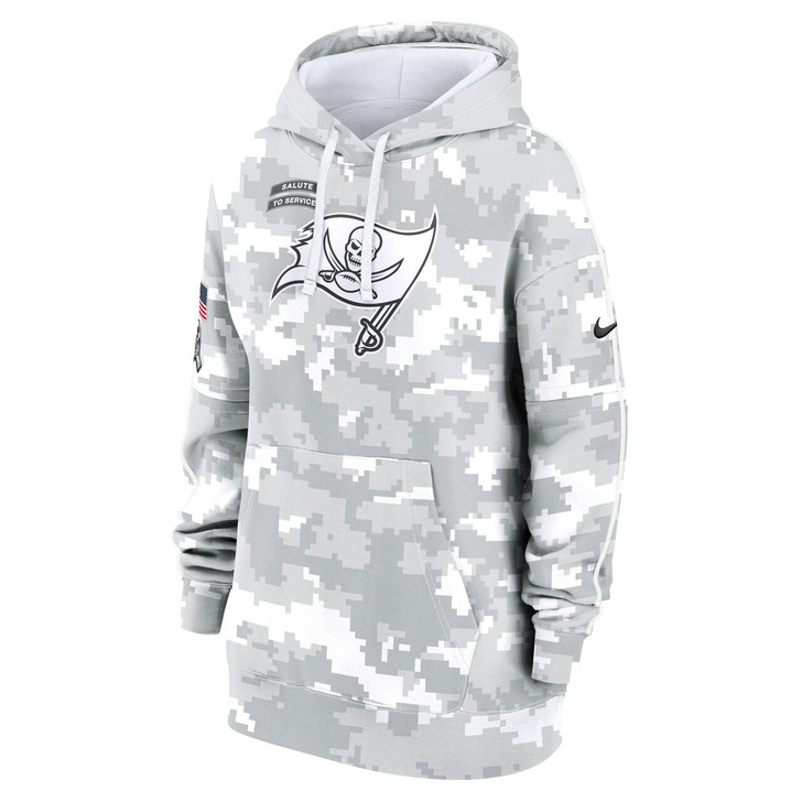 Tampa Bay Buccaneers Women's 2024 Salute To Service Club Fleece Pullover Hoodie - Arctic Camo