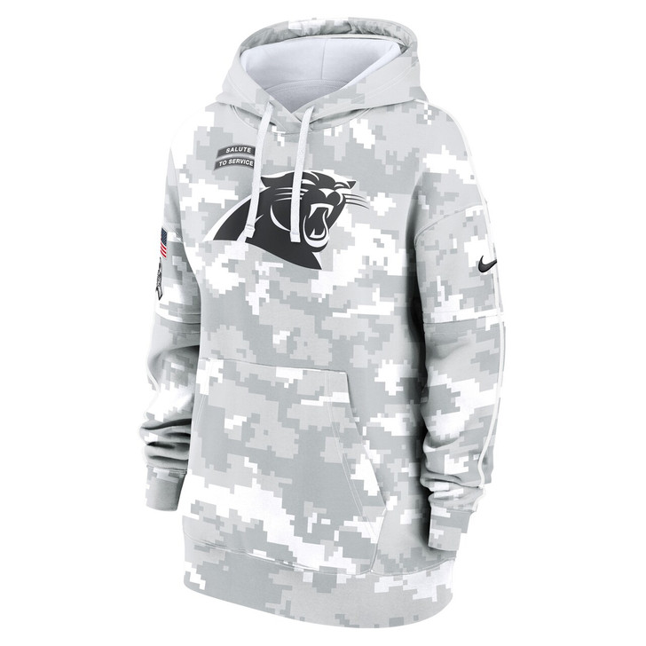 Carolina Panthers Women's 2024 Salute To Service Club Fleece Pullover Hoodie - Arctic Camo