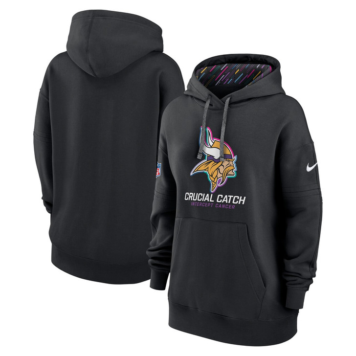 Minnesota Vikings Women's 2024 Crucial Catch Club Pullover Hoodie - Black