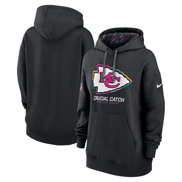 Kansas City Chiefs Women's 2024 Crucial Catch Club Pullover Hoodie - Black