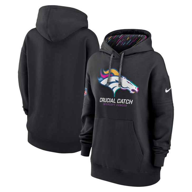Denver Broncos Women's 2024 Crucial Catch Club Pullover Hoodie - Black