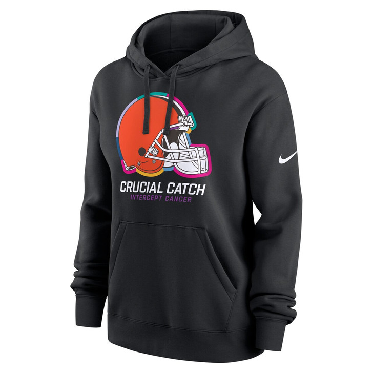 Cleveland Browns Women's Black 2024 Crucial Catch Club Pullover Hoodie - Black