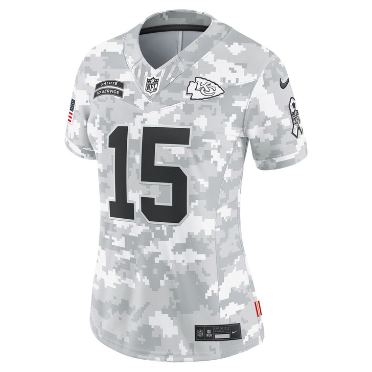 Patrick Mahomes Kansas City Chiefs Women's 2024 Salute to Service Limited Jersey - Arctic Camo