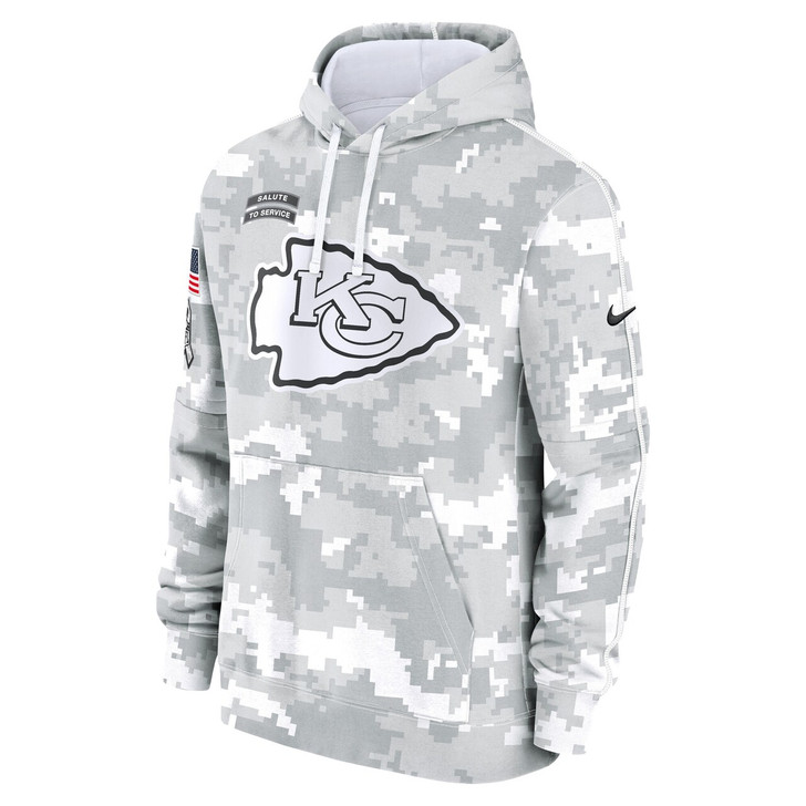 Kansas City Chiefs 2024 Salute to Service Club Fleece Pullover Hoodie - Arctic Camo