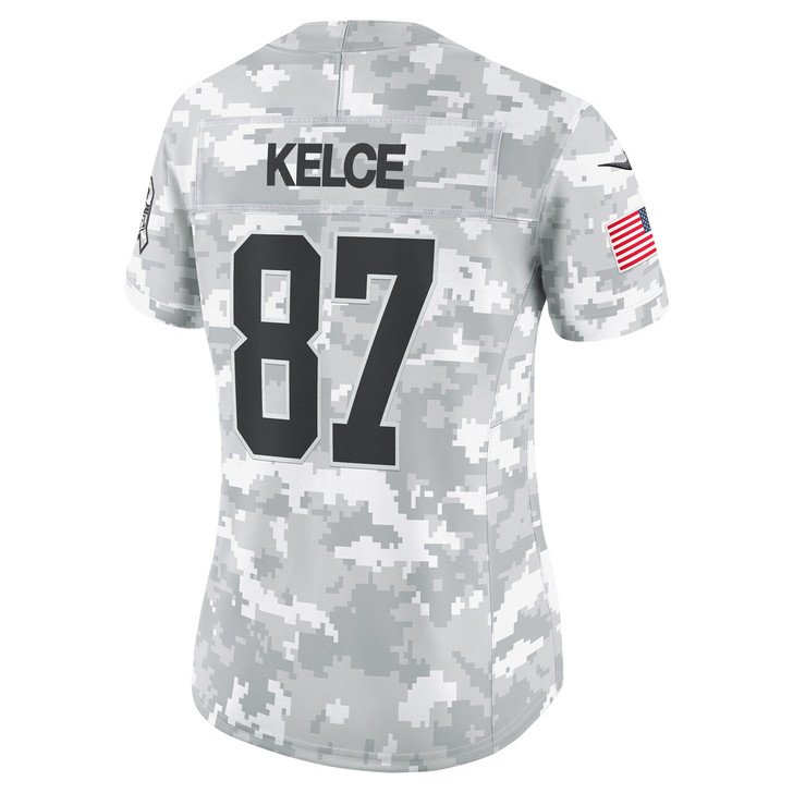 Travis Kelce Kansas City Chiefs Women's 2024 Salute to Service Limited Jersey - Arctic Camo