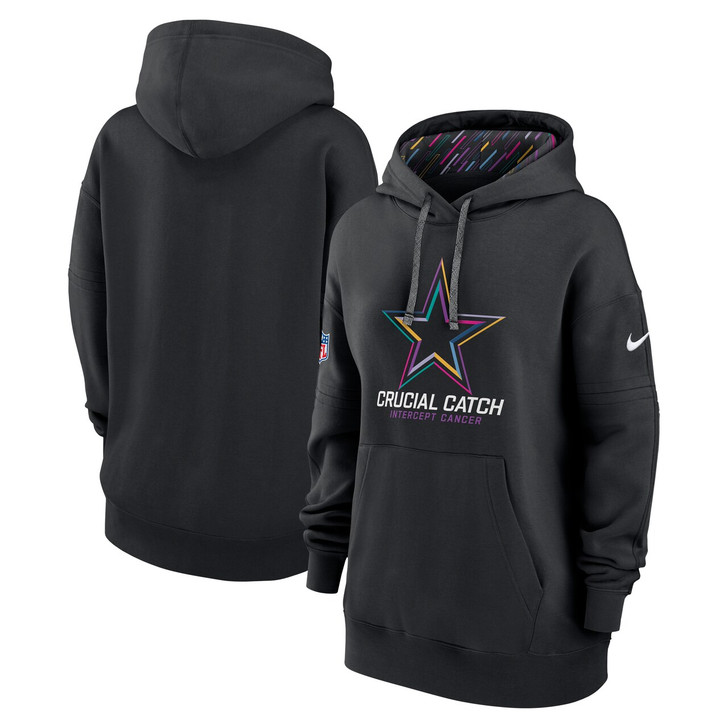 Dallas Cowboys Women's 2024 Crucial Catch Club Pullover Hoodie - Black