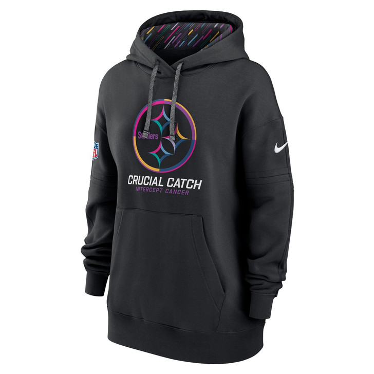 Pittsburgh Steelers Women's 2024 Crucial Catch Club Pullover Hoodie - Black