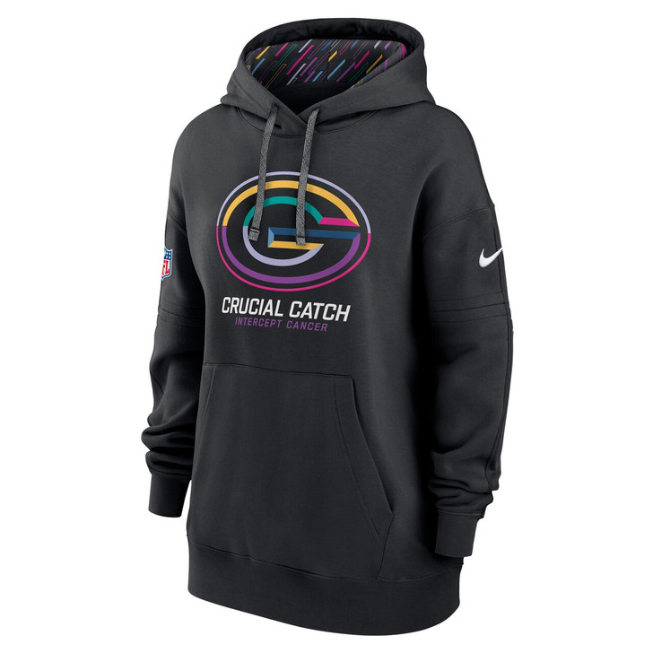 Green Bay Packers Women's 2024 Crucial Catch Club Pullover Hoodie - Black