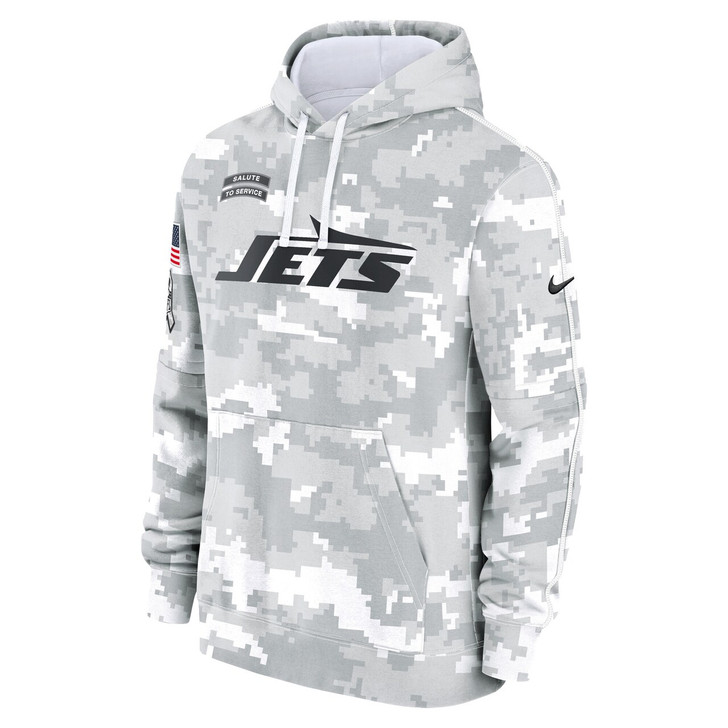 New York Jets 2024 Salute to Service Club Fleece Pullover Hoodie - Arctic Camo