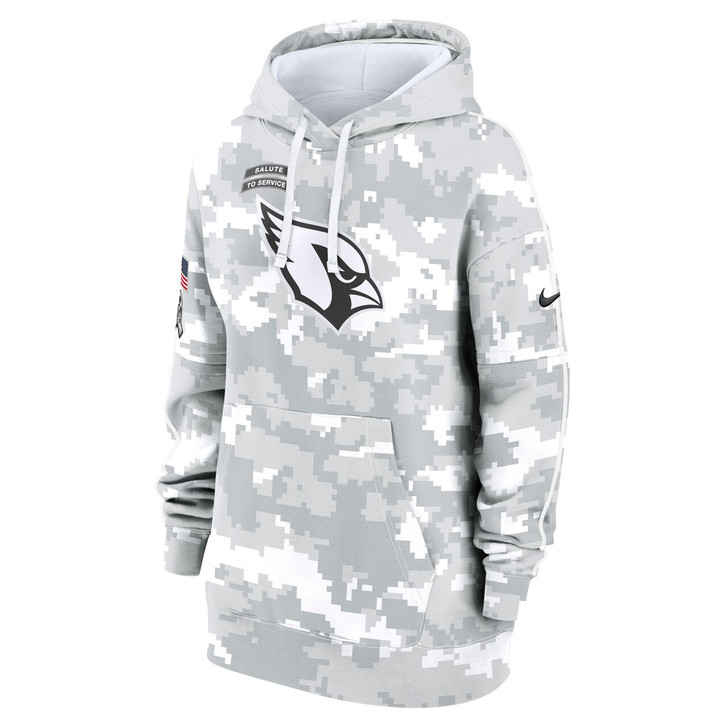 Arizona Cardinals Women's 2024 Salute To Service Club Fleece Pullover Hoodie - Arctic Camo
