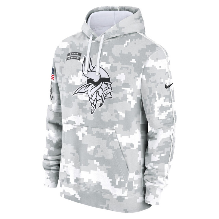Minnesota Vikings 2024 Salute to Service Club Fleece Pullover Hoodie - Arctic Camo