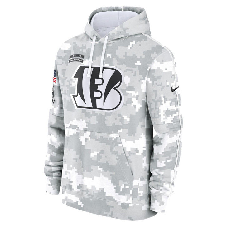 Cincinnati Bengals 2024 Salute to Service Club Fleece Pullover Hoodie - Arctic Camo