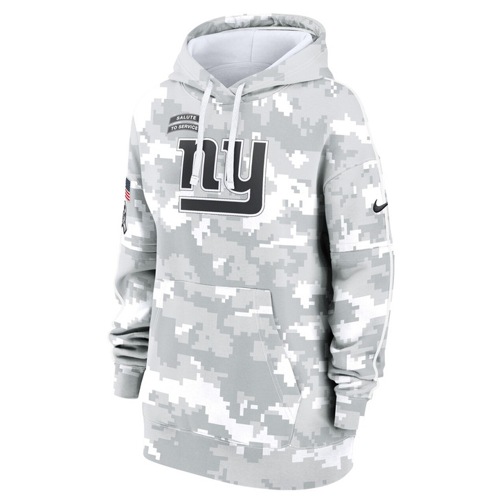 New York Giants Women's 2024 Salute To Service Club Fleece Pullover Hoodie - Arctic Camo
