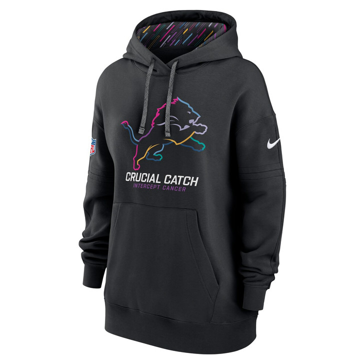 Detroit Lions Women's 2024 Crucial Catch Club Pullover Hoodie - Black