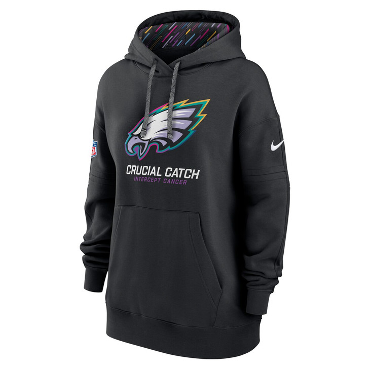 Philadelphia Eagles Women's 2024 Crucial Catch Club Pullover Hoodie - Black