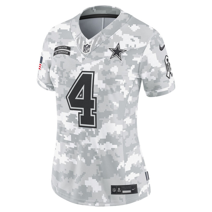 Dak Prescott Dallas Cowboys Women's 2024 Salute to Service Limited Jersey - Arctic Camo