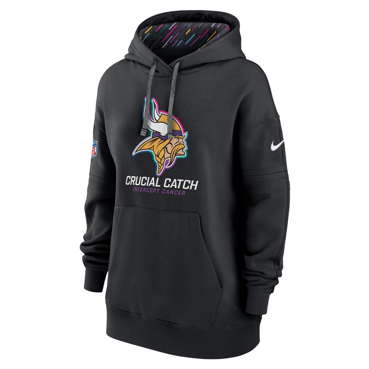 Minnesota Vikings Women's 2024 Crucial Catch Club Pullover Hoodie - Black