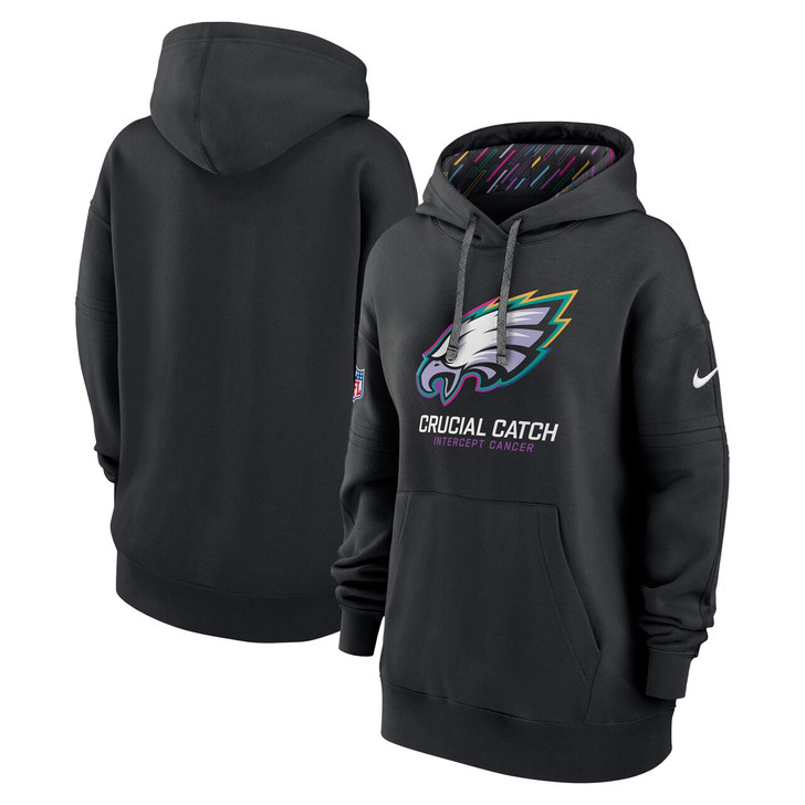 Philadelphia Eagles Women's 2024 Crucial Catch Club Pullover Hoodie - Black