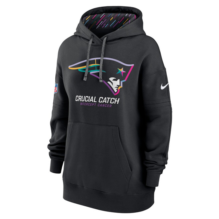 New England Patriots Women's 2024 Crucial Catch Club Pullover Hoodie - Black