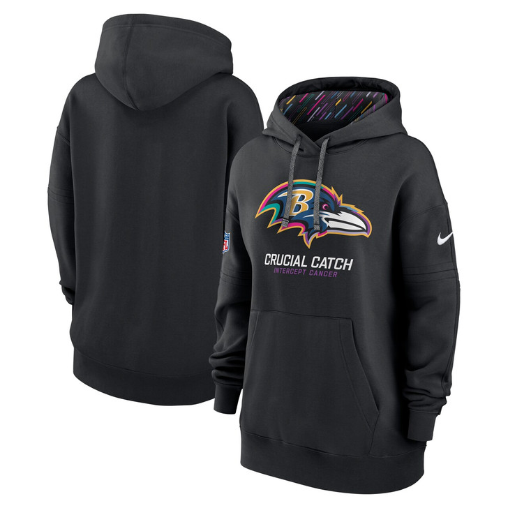 Baltimore Ravens Women's 2024 Crucial Catch Club Pullover Hoodie - Black