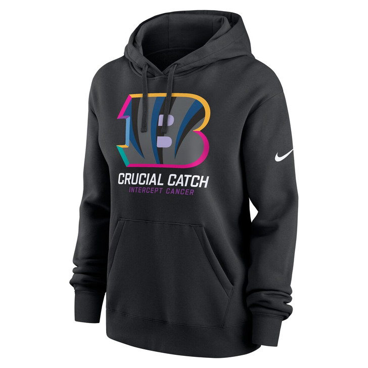 Cincinnati Bengals Women's 2024 Crucial Catch Club Pullover Hoodie - Black