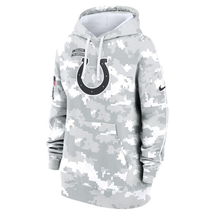 Indianapolis Colts Women's 2024 Salute To Service Club Fleece Pullover Hoodie - Arctic Camo