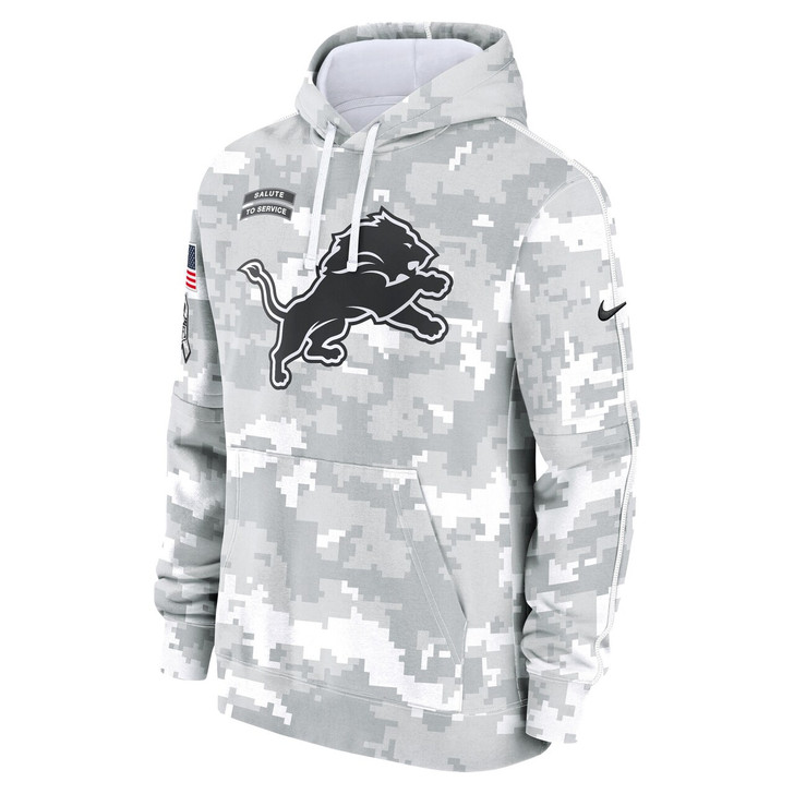 Detroit Lions 2024 Salute to Service Club Fleece Pullover Hoodie - Arctic Camo
