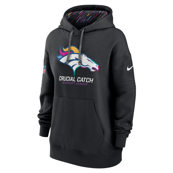 Denver Broncos Women's 2024 Crucial Catch Club Pullover Hoodie - Black