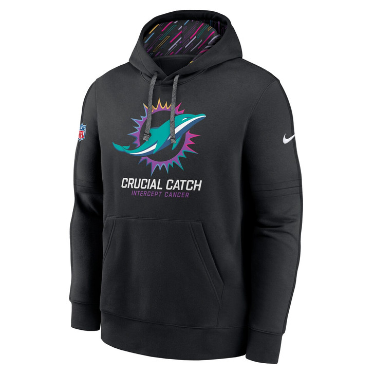Miami Dolphins 2024 Crucial Catch Club Pullover Hoodie - Black
