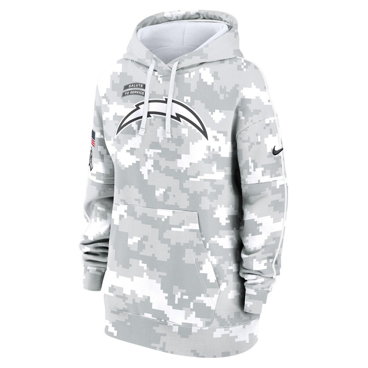 Los Angeles Chargers Women's 2024 Salute To Service Club Fleece Pullover Hoodie - Arctic Camo