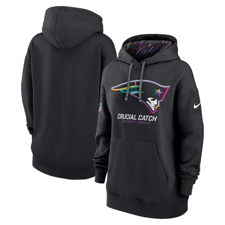 New England Patriots Women's 2024 Crucial Catch Club Pullover Hoodie - Black