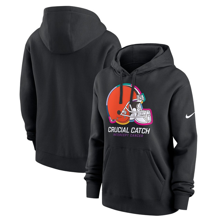 Cleveland Browns Women's Black 2024 Crucial Catch Club Pullover Hoodie - Black