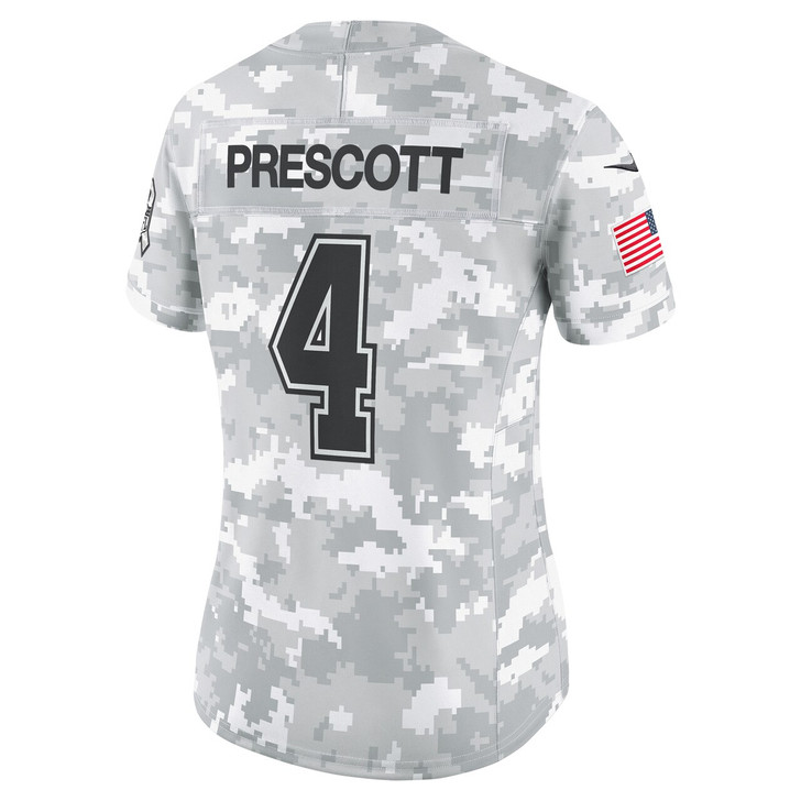 Dak Prescott Dallas Cowboys Women's 2024 Salute to Service Limited Jersey - Arctic Camo