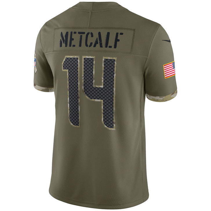 DK Metcalf Seattle Seahawks 2022 Salute To Service Limited Jersey - Olive