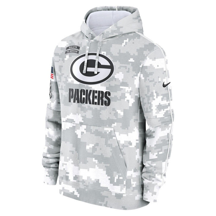 Green Bay Packers 2024 Salute to Service Club Fleece Pullover Hoodie - Arctic Camo