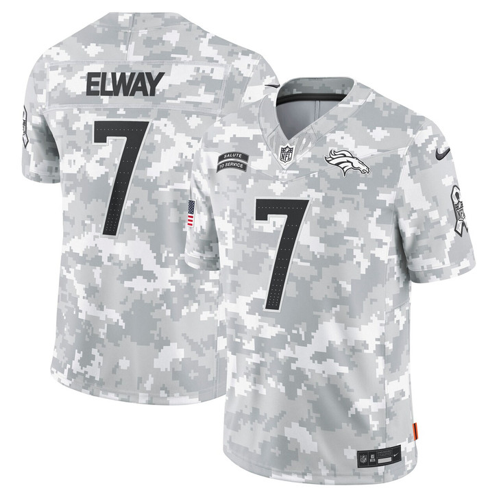John Elway Denver Broncos 2024 Salute to Service Retired Player Limited Jersey - Arctic Camo