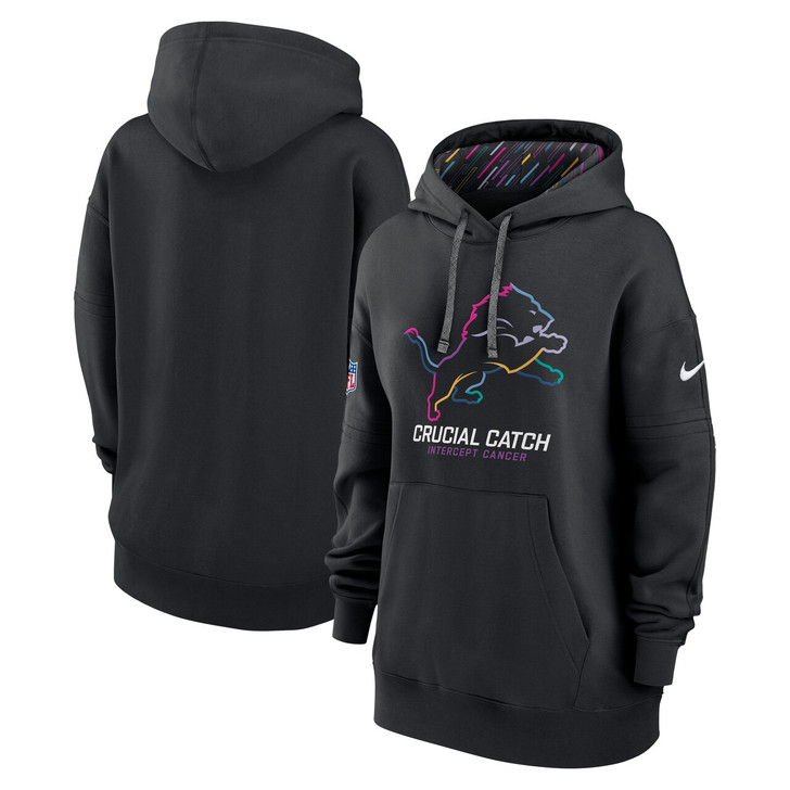 Detroit Lions Women's 2024 Crucial Catch Club Pullover Hoodie - Black