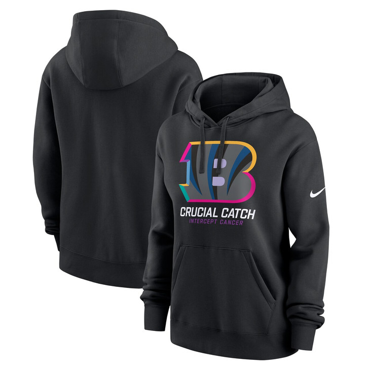Cincinnati Bengals Women's 2024 Crucial Catch Club Pullover Hoodie - Black