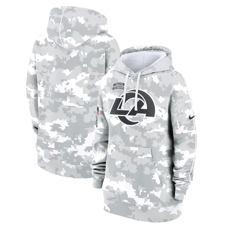 Los Angeles Rams Women's 2024 Salute To Service Club Fleece Pullover Hoodie - Arctic Camo